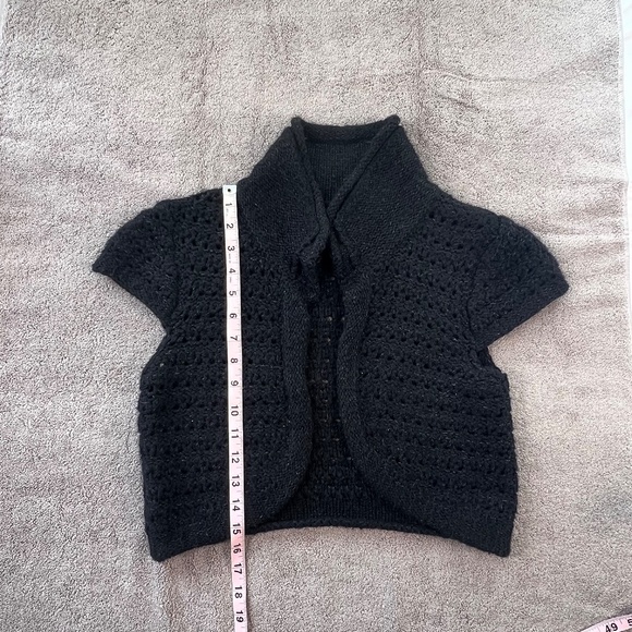❤️GAP Women/Junior Open Front Open Knit Collared Bolero Cardigan Black Sz S - Picture 7 of 10